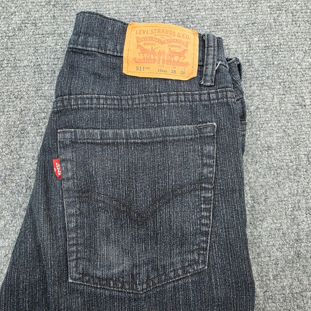 Levi Strauss 511 Slim Fit Jeans Black Denim Women's Size 16 Reg W28‎ L28